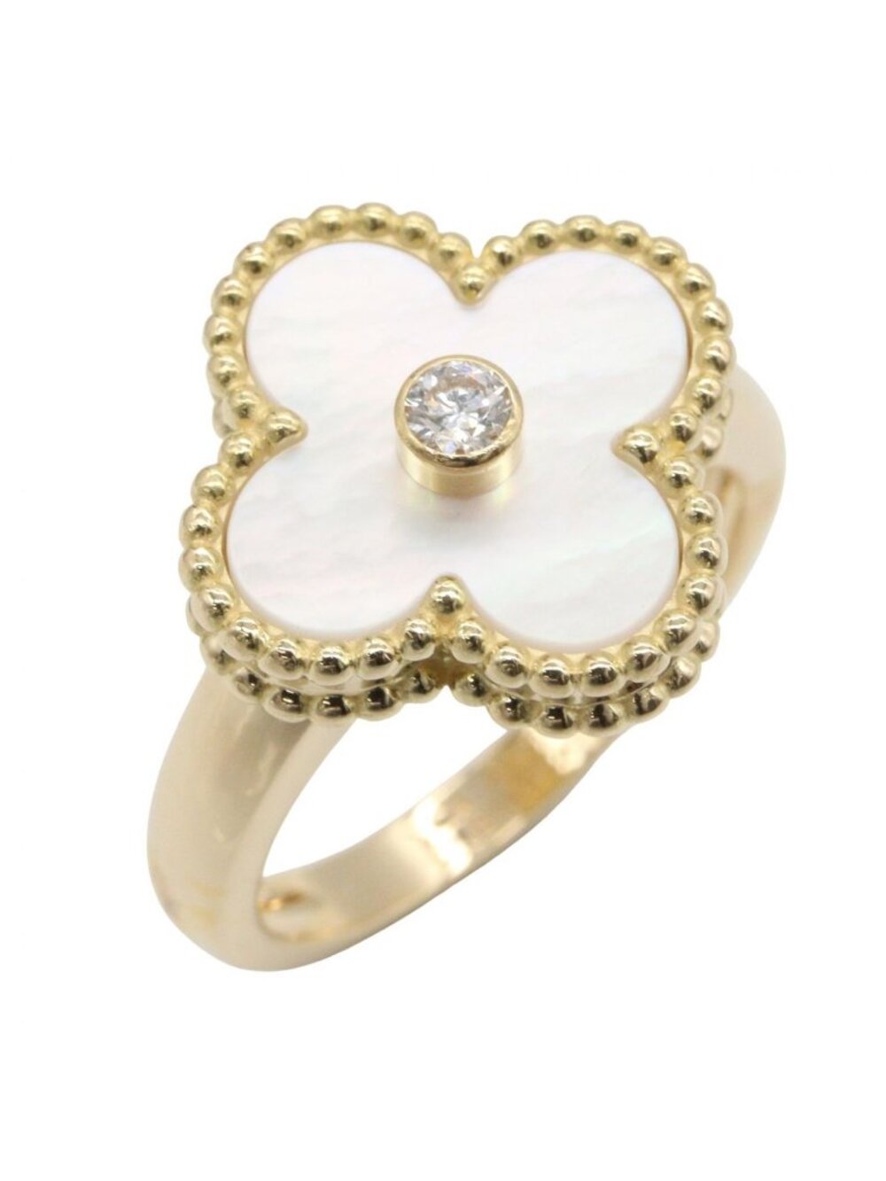 Van Cleef & Arpels Ring Vintage Alhambra Mother of Pearl 18k Diamond
